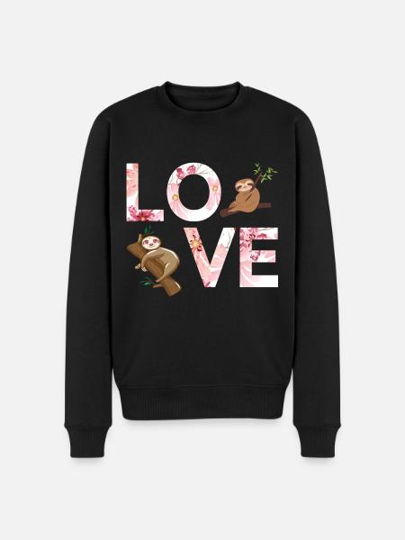 Faultier liebe - Männer Premium Bio Pullover - Schwarz