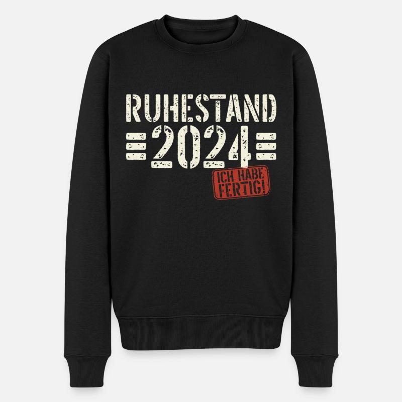 Ruhestand 2024 Rente Rentner 2024 Geschenk - Männer Premium Bio Pullover - Schwarz