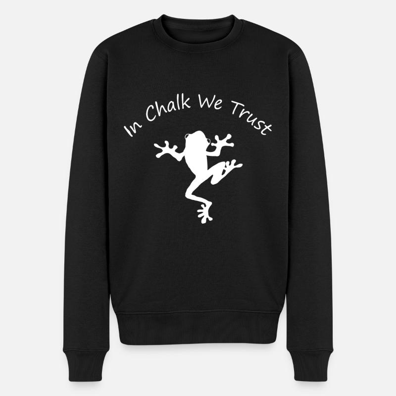 Bouldern und Klettern mit Frosch und Chalk. - Männer Premium Bio Pullover - Schwarz