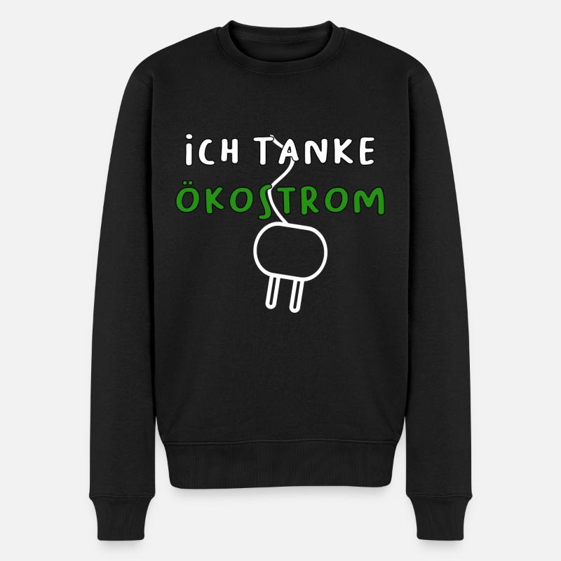 Ich tanke Ökostrom Spruch E-Autos nachhaltig laden - Männer Premium Bio Pullover - Schwarz