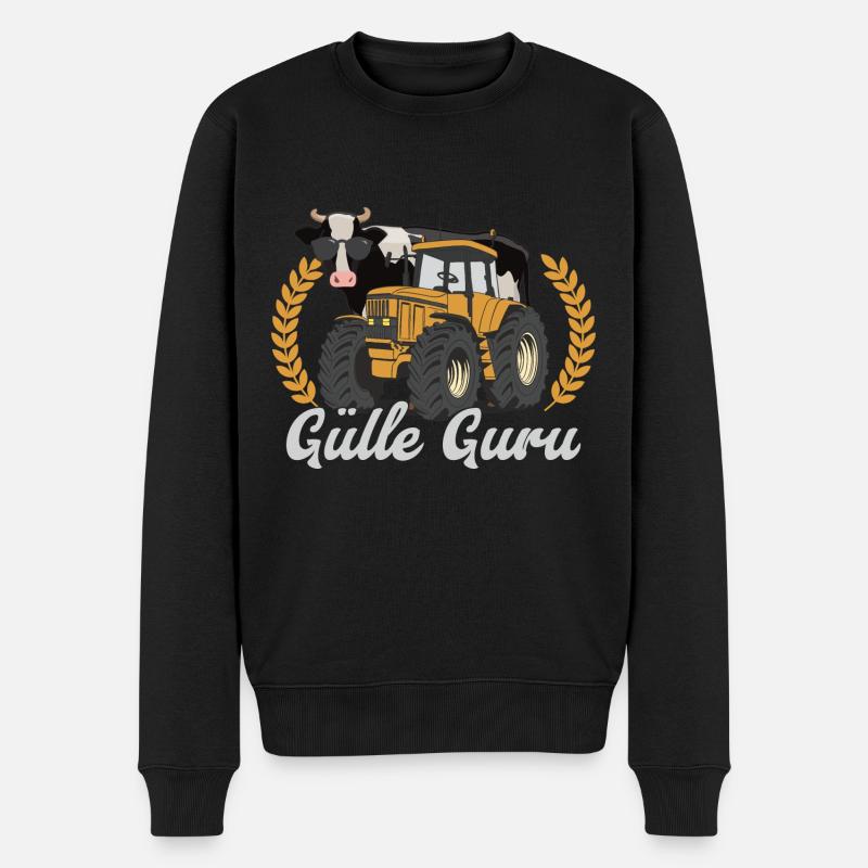 Landwirt Kuh Traktor Sprüche Lustig - Männer Premium Bio Pullover - Schwarz