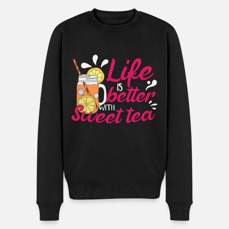 Frauen Süßer Tee - Männer Premium Bio Pullover - Schwarz
