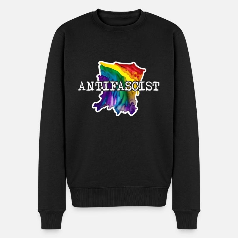 Antifa antifascistes arc-en-ciel - Pull Premium bio Homme - noir