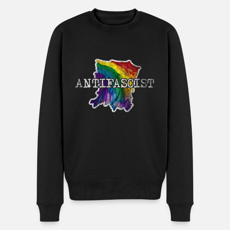 Regenbogen der Antifa - Männer Premium Bio Pullover - Schwarz