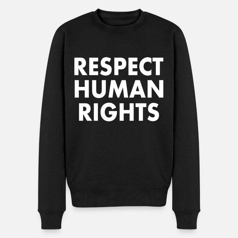Respect human rights - Männer Premium Bio Pullover - Schwarz