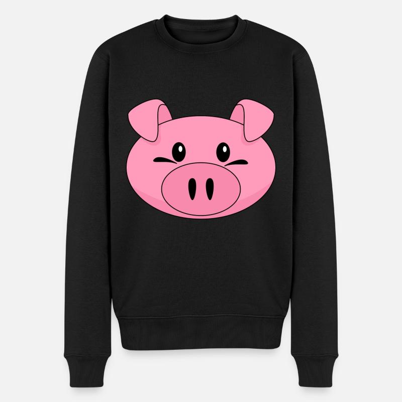 Tête de cochon rose drôle - Pull Premium bio Homme - noir