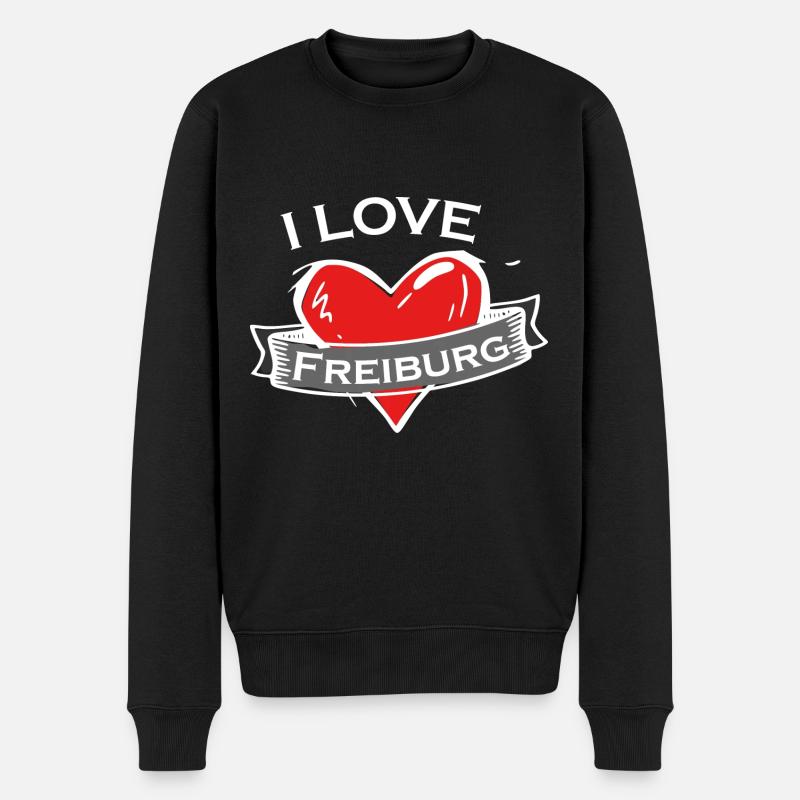 Freiburg - Ich liebe Stadtnamen in Tattoo Stil - Männer Premium Bio Pullover - Schwarz