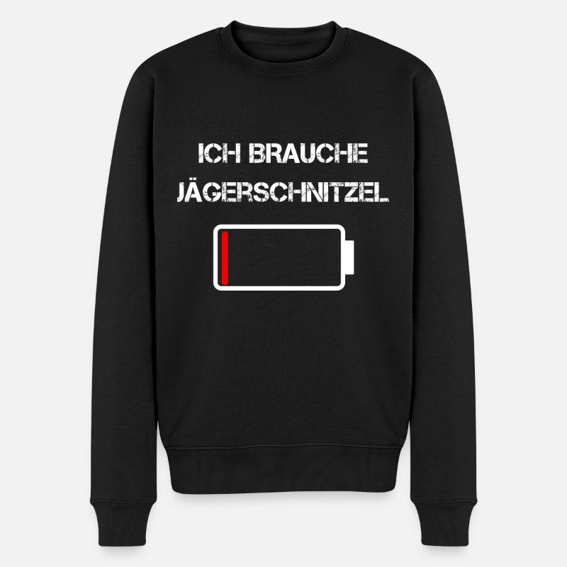 Sächsische Küche | Ich brauche Jägerschnitzel - Männer Premium Bio Pullover - Schwarz