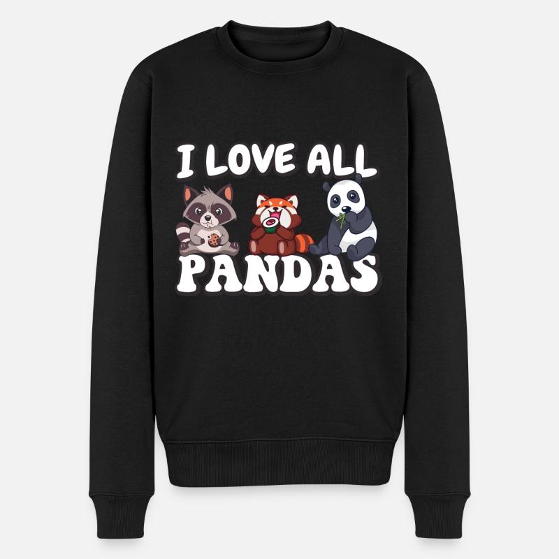 I love all pandas - Männer Premium Bio Pullover - Schwarz