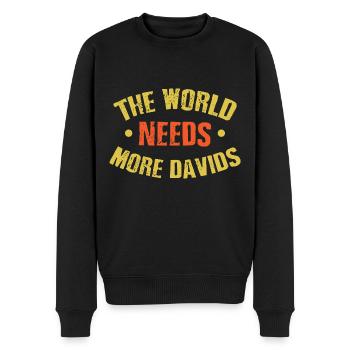 The World Needs More Davids - Men's Premium Organic Jumper - black - Front - Nico (187cm)