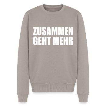 Zusammen geht mehr - Männer Premium Bio Pullover - Taupe - Vorne - Nico (187cm)
