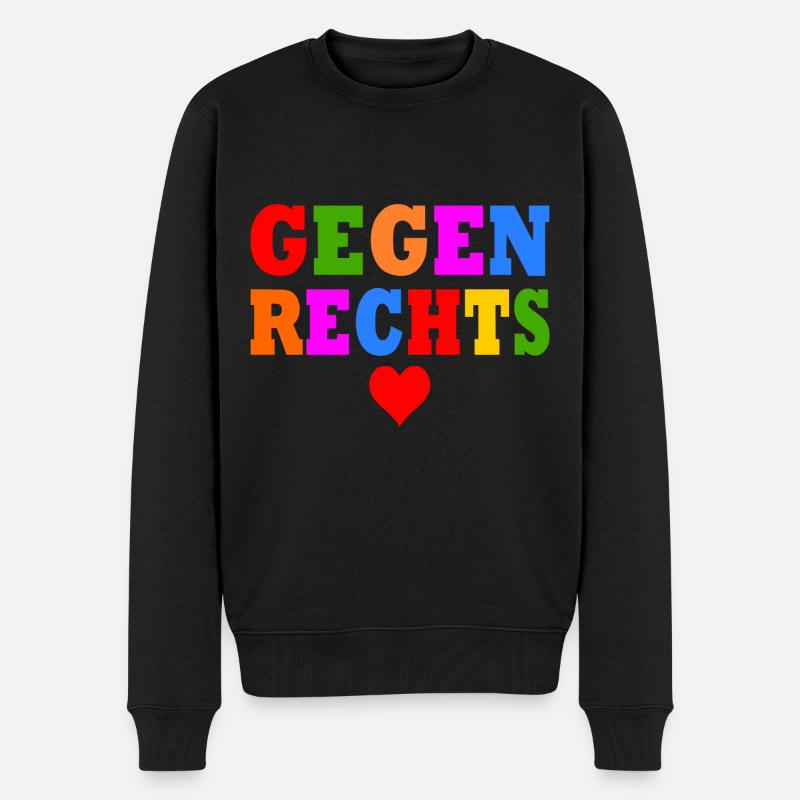 Gegen rechts - Männer Premium Bio Pullover - Schwarz