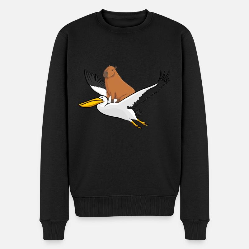 Capybara chevauche le pélican - Pull Premium bio Homme - noir