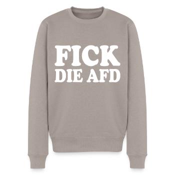 Fick die afd - Männer Premium Bio Pullover - Taupe - Vorne - Nico (187cm)