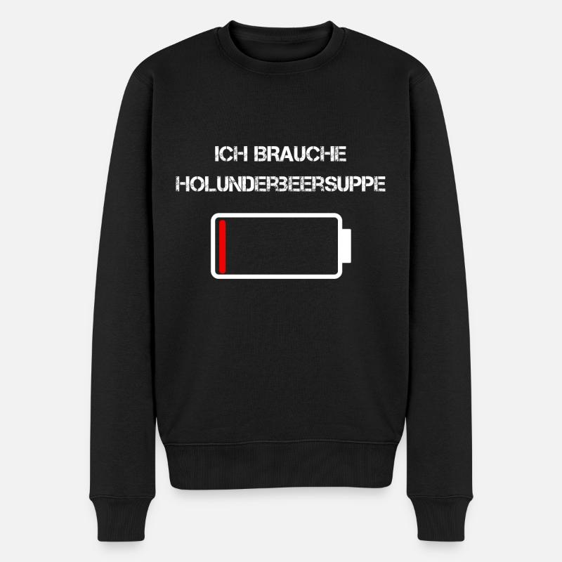 Sächsische Küche | Ich brauche Holunderbeersuppe - Männer Premium Bio Pullover - Schwarz