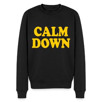 Calm down - Männer Premium Bio Pullover - Schwarz - Vorne - Nico (187cm)