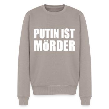 Putin is murderous - Men's Premium Organic Jumper - taupe - Front - Nico (187cm)
