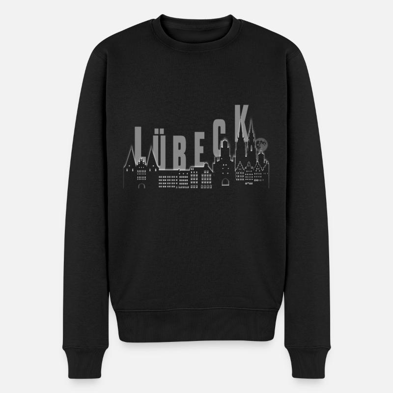Lübecker Skyline - Männer Premium Bio Pullover - Schwarz