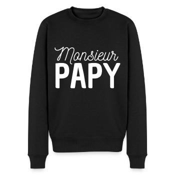 monsieur papy cadeau grand père - Pull Premium bio Homme - noir - Devant - Nico (187cm)