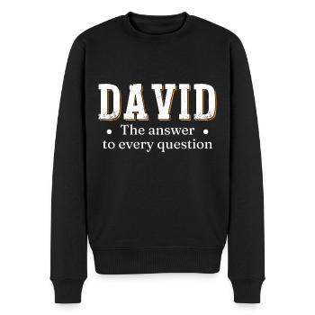 David The Answer To Every Question - Men's Premium Organic Jumper - black - Front - Nico (187cm)