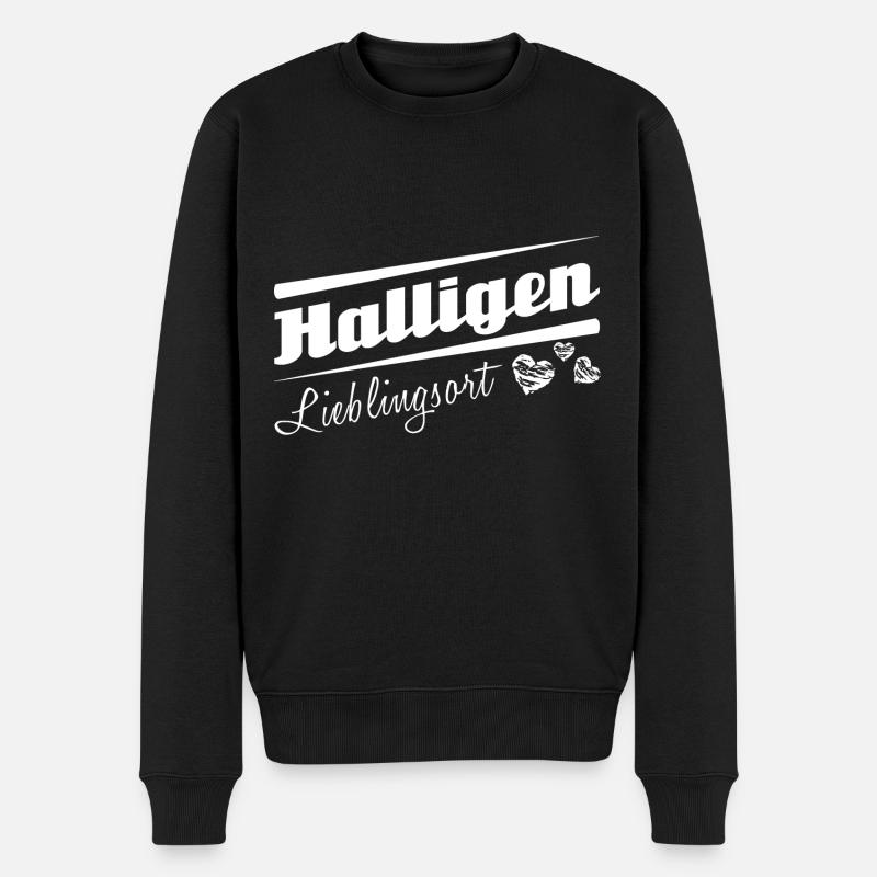 Halligen - Lieblingsort mit Stadtnamen - Männer Premium Bio Pullover - Schwarz