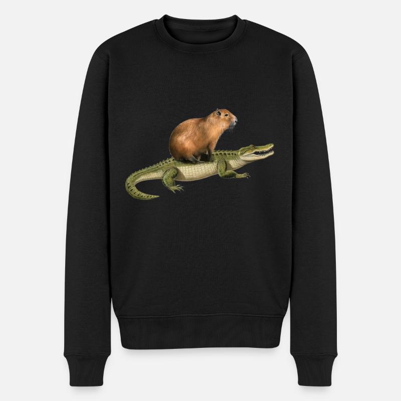 Capybara Alligator - Männer Premium Bio Pullover - Schwarz