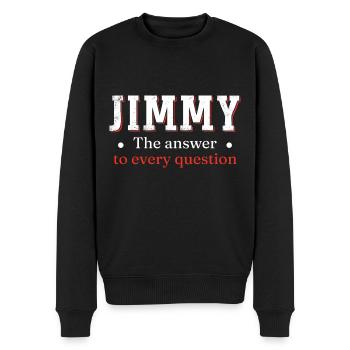 Jimmy The Answer To Every Question - Men's Premium Organic Jumper - black - Front - Nico (187cm)