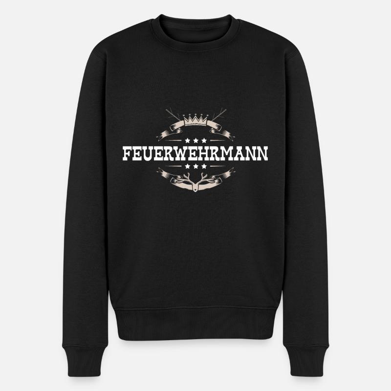 Feuerwehrmann Feuerwehr - Männer Premium Bio Pullover - Schwarz