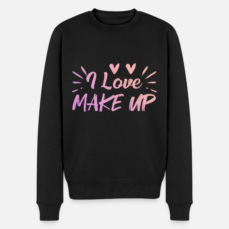 Ich liebe Make up - Männer Premium Bio Pullover - Schwarz