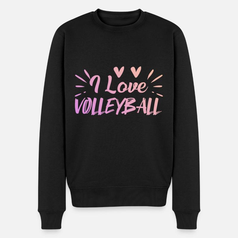 Ich liebe Volleyball - Männer Premium Bio Pullover - Schwarz
