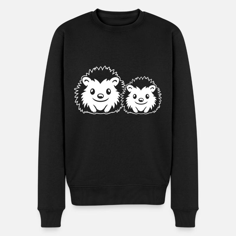 Igel Comic Niedlich - Männer Premium Bio Pullover - Schwarz