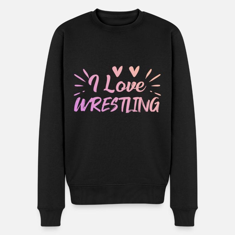 Ich liebe Wrestling - Männer Premium Bio Pullover - Schwarz