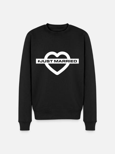 Just Married Wedding Heart - Men's Premium Organic Jumper - black