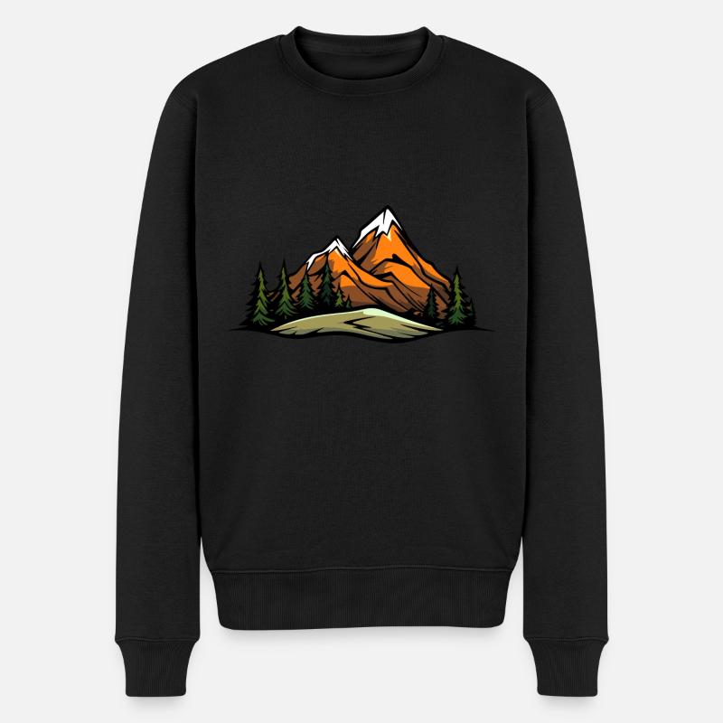 Landschaft Berge - Männer Premium Bio Pullover - Schwarz