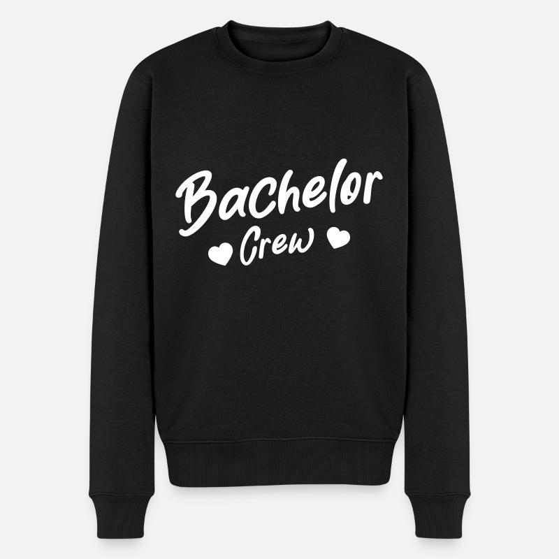 Bachelor Crew Herz - Männer Premium Bio Pullover - Schwarz