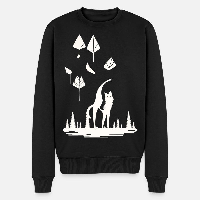 Fuchs im Blätterwald - Männer Premium Bio Pullover - Schwarz