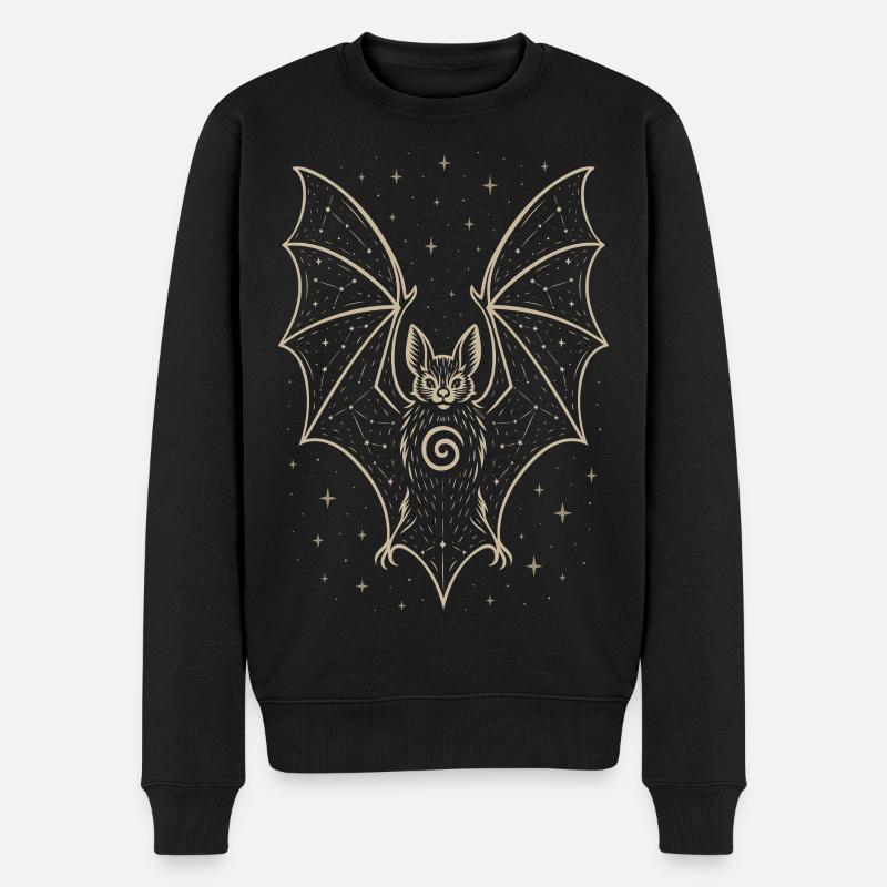 Chauve-souris mystique avec des étoiles - Pull Premium bio Homme - noir