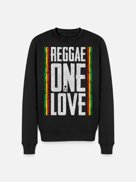 Reggae Liebe Design mit Fahne - Männer Premium Bio Pullover - Schwarz