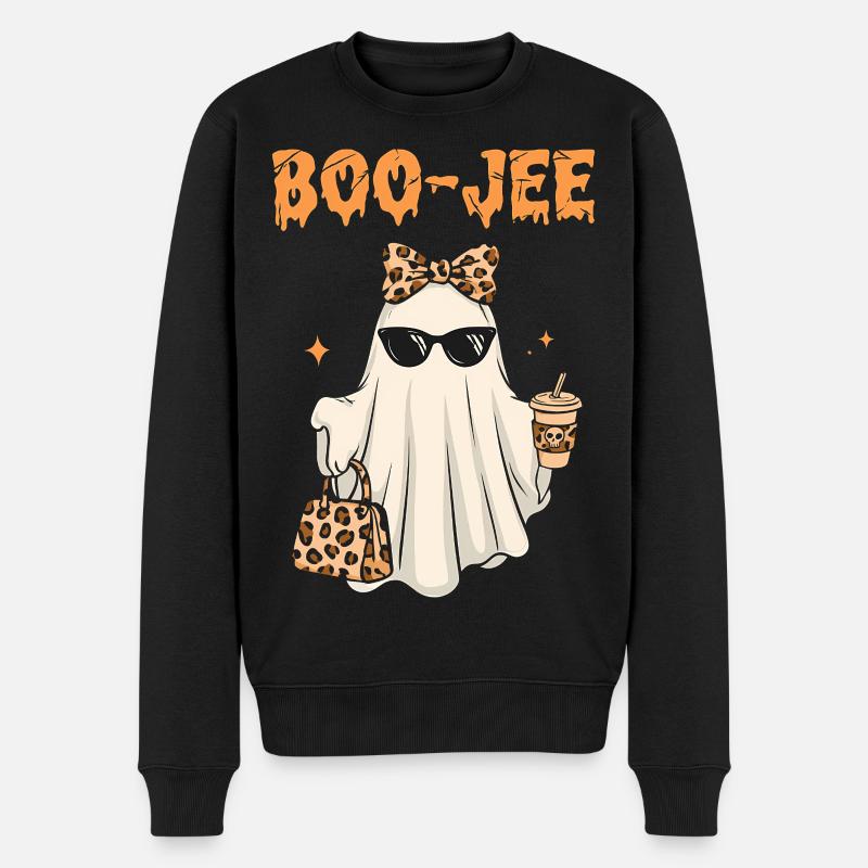Rosa Geist Halloween Süß Kinder Geschenk - Männer Premium Bio Pullover - Schwarz