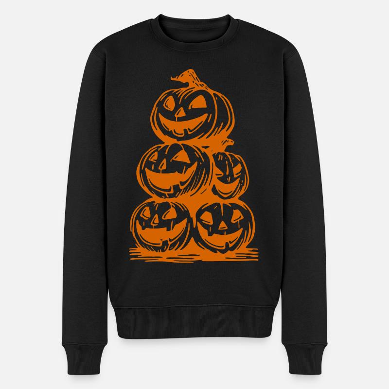 Citrouilles d’Halloween – Pile de visages effrayants - Pull Premium bio Homme - noir