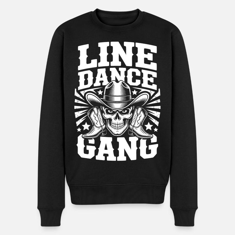 Line Dance Schädel-Gang - Männer Premium Bio Pullover - Schwarz