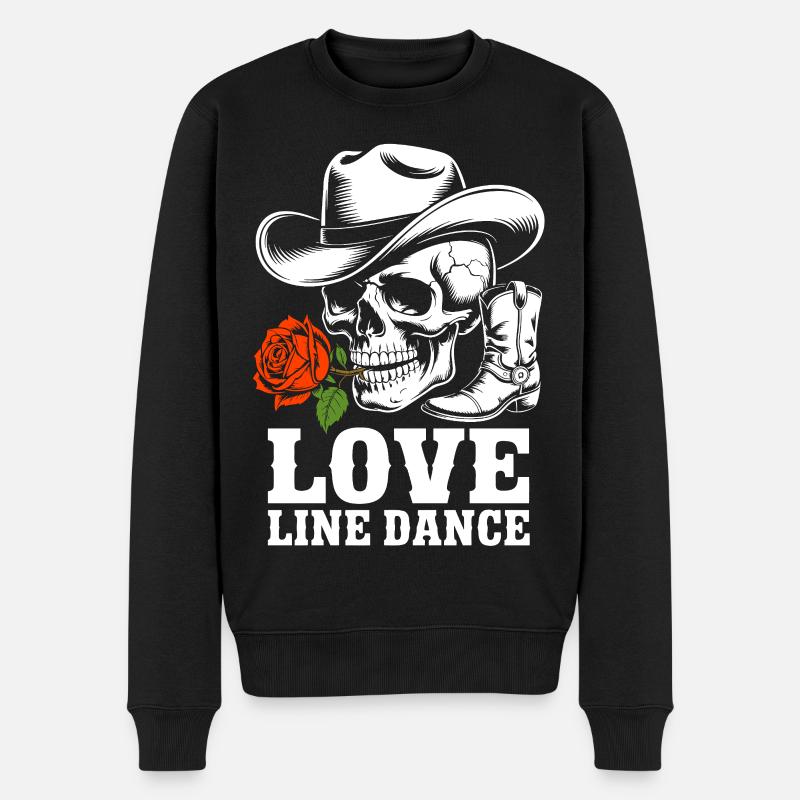 Totenkopf Line-Dance Rose - Männer Premium Bio Pullover - Schwarz