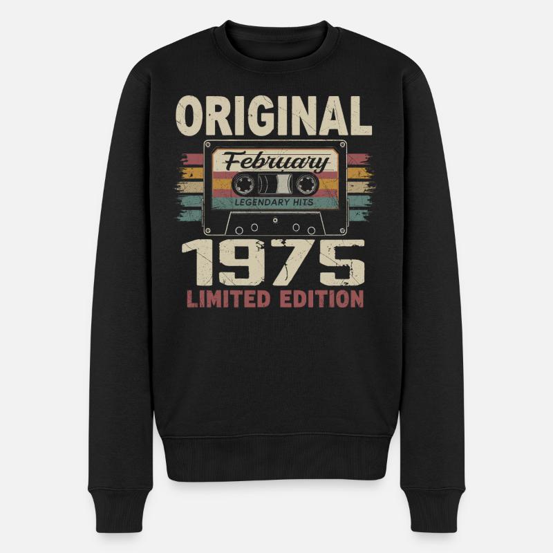 Février 1975, Cadeau d'Anniversaire février 1975 - Pull Premium bio Homme - noir