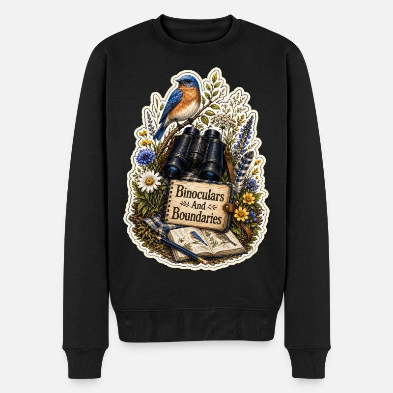 Binoculars And Boundaries Wolken - Männer Premium Bio Pullover - Schwarz