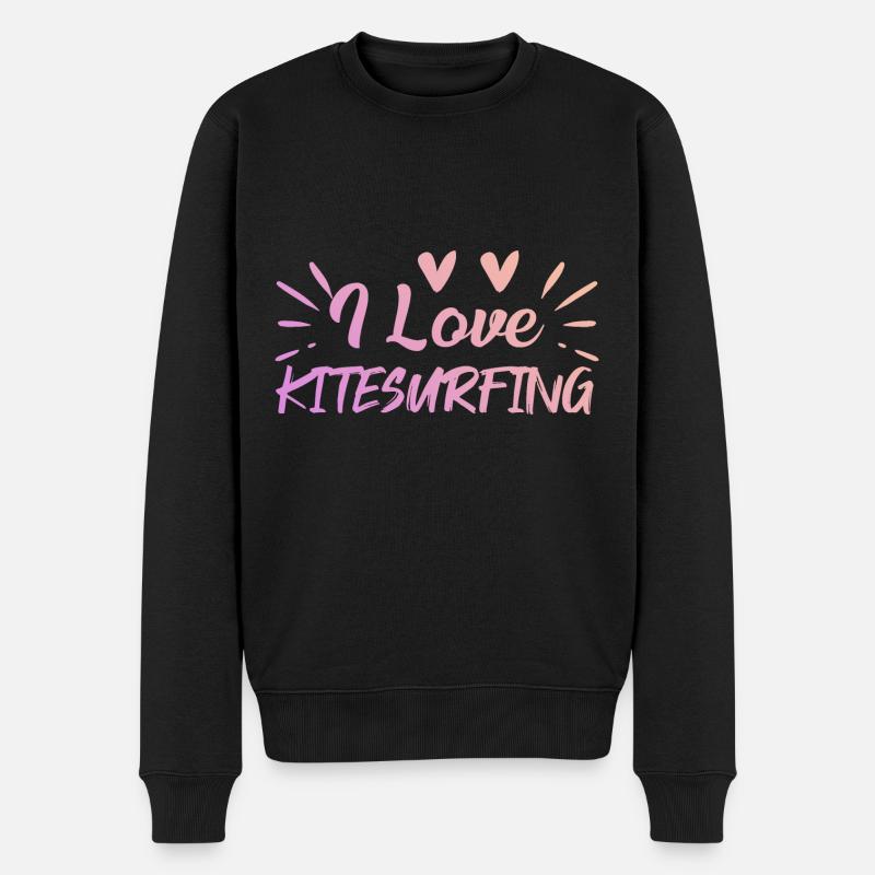 Ich liebe Kitesurfing - Männer Premium Bio Pullover - Schwarz