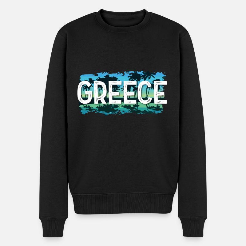 Greece - Männer Premium Bio Pullover - Schwarz