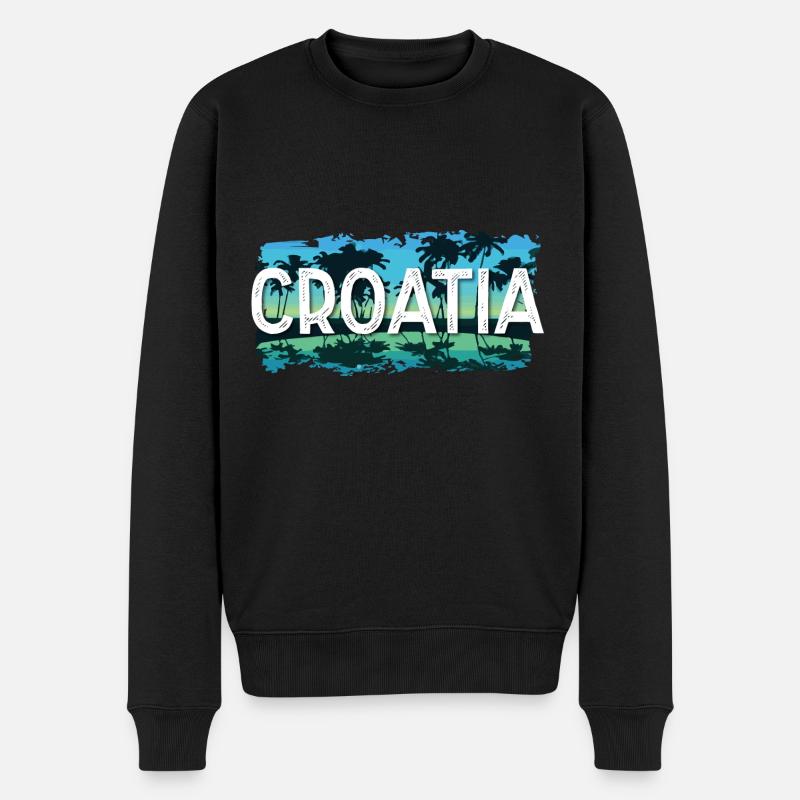 Croatia - Männer Premium Bio Pullover - Schwarz