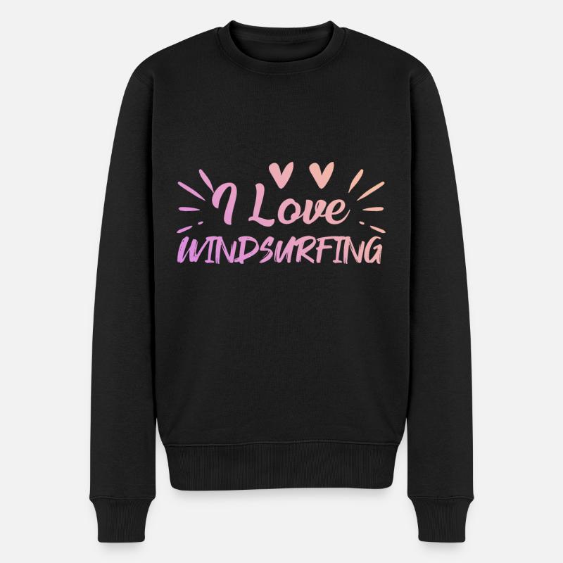 Ich liebe Windsurfen - Männer Premium Bio Pullover - Schwarz