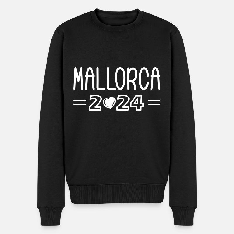 Mallorca 2024 Herz - Männer Premium Bio Pullover - Schwarz