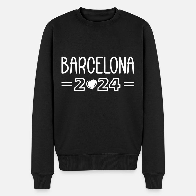Barcelona 2024 Herz - Männer Premium Bio Pullover - Schwarz